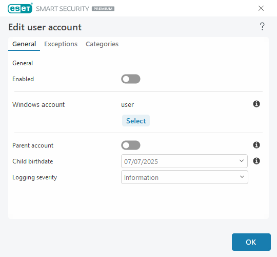 Edit user account Edit user account