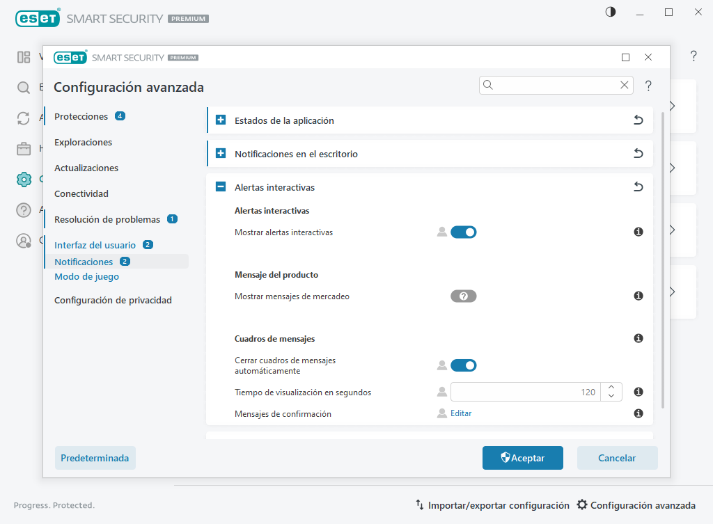 Alertas interactivas