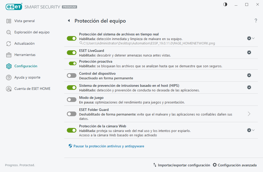 Protección del ordenador