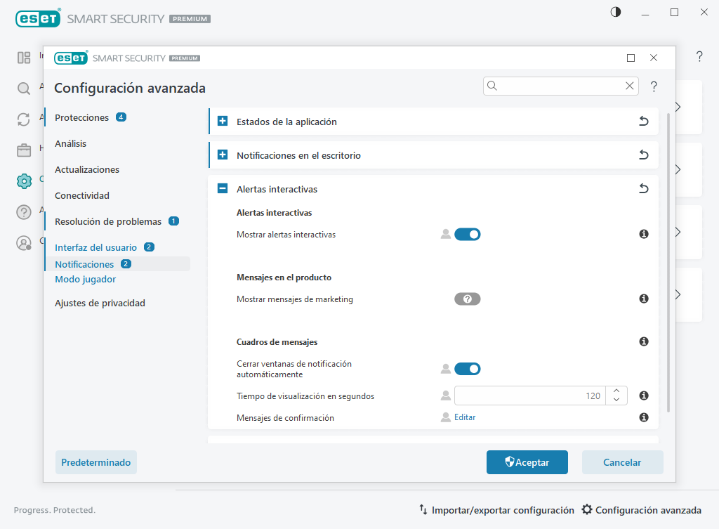 Notificaciones en el escritorio
