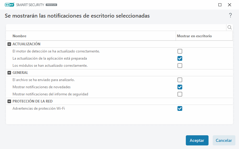 Notificaciones en el escritorio Notificaciones en el escritorio