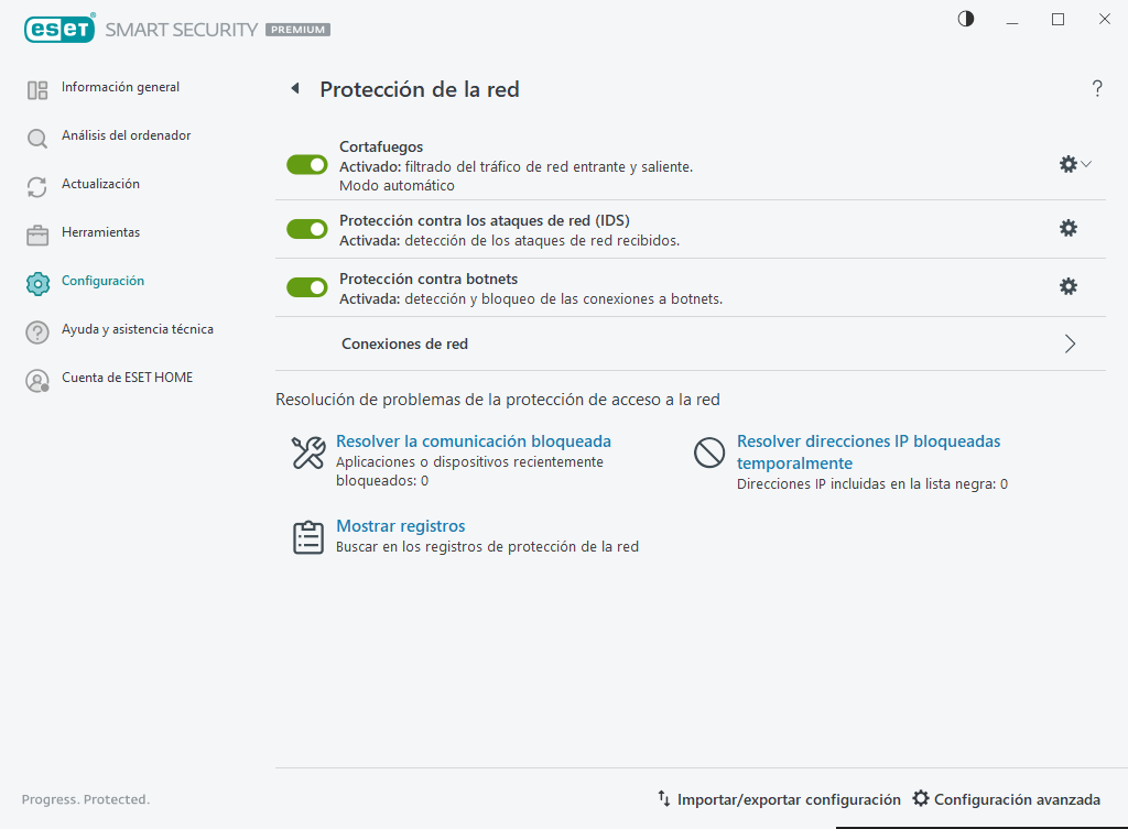 Protección de la red