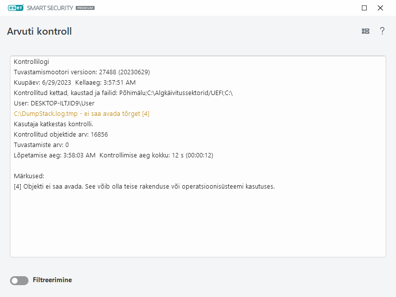 Arvutikontrolli logi