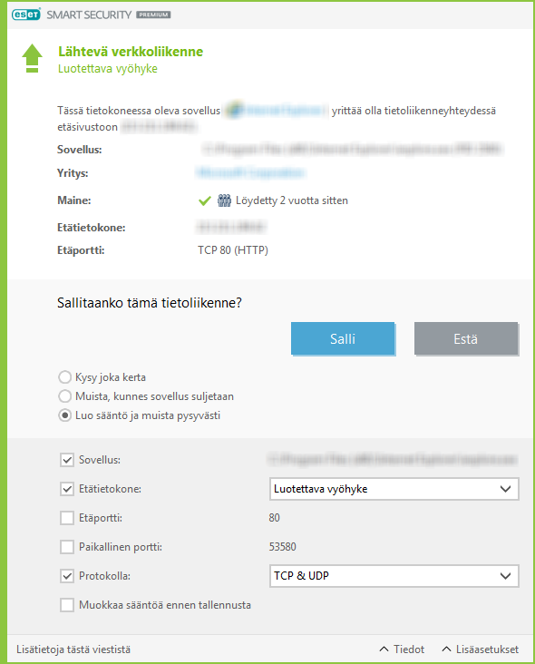 Lähtevä verkkoliikenne