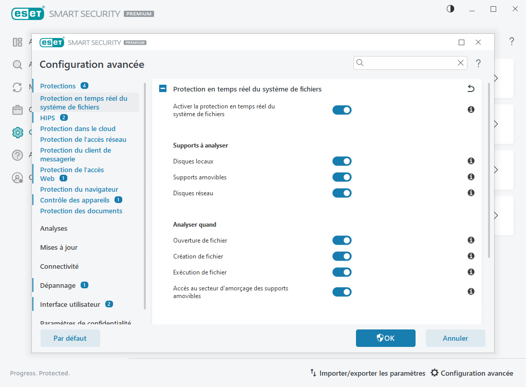 Protection en temps réel du système de fichiers
