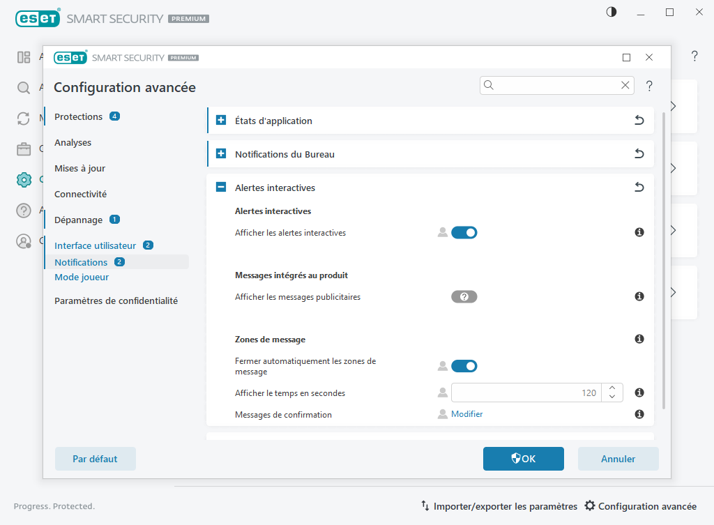 Notifications sur le bureau Notifications sur le bureau