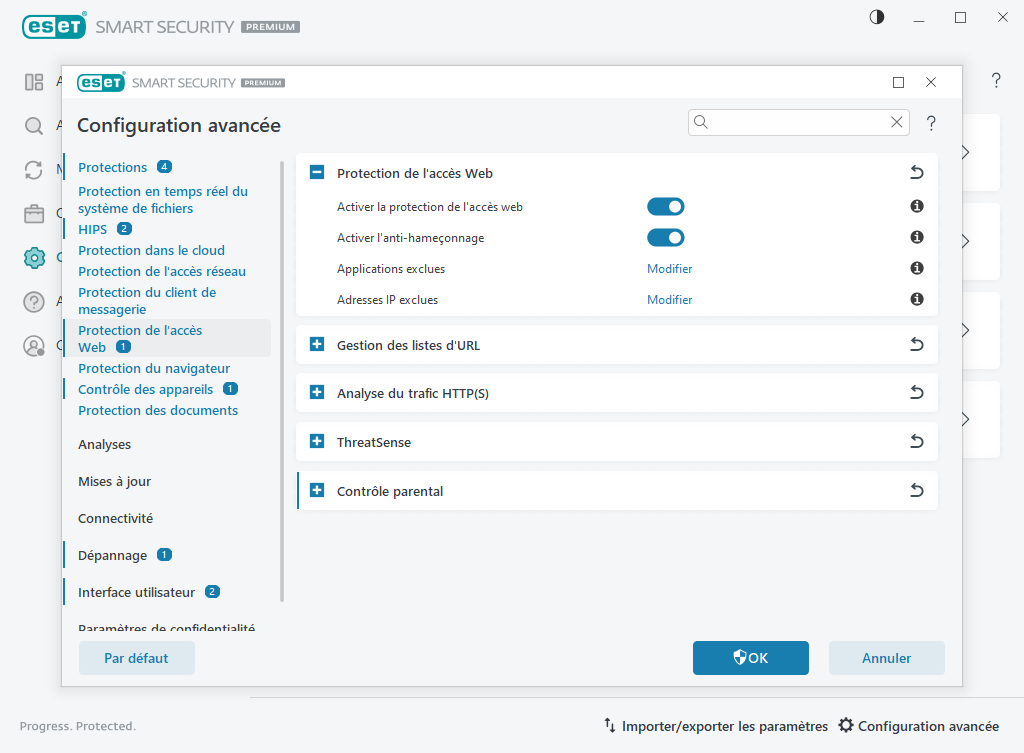 Protection de l'accès Web