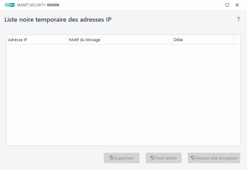 Adresse IP ajoutées temporairement à la liste noire