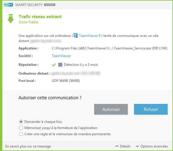 Trafic réseau entrant