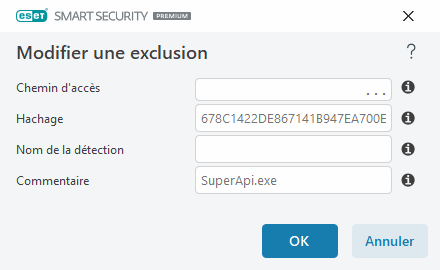 Modifier une exclusion