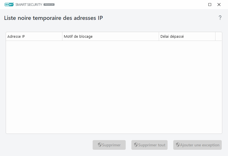 Ajout temporaire d'une adresse IP à la liste noire