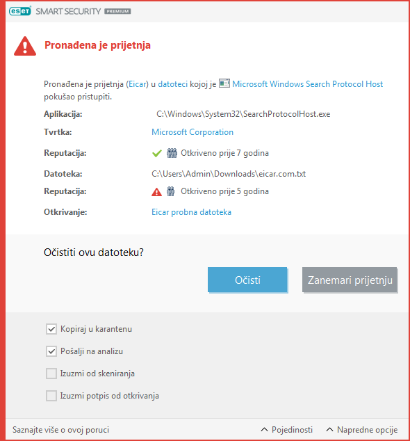 Pronađena je prijetnja