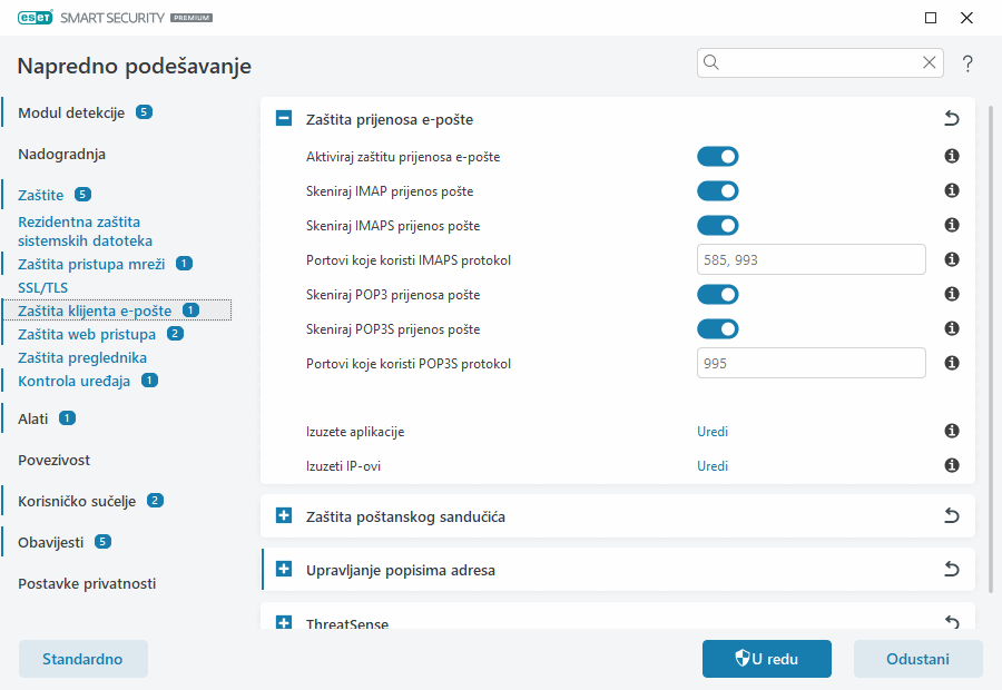 Zaštita prijenosa e-pošte Zaštita prijenosa e-pošte