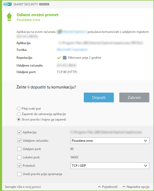 Odlazni mrežni promet Odlazni mrežni promet