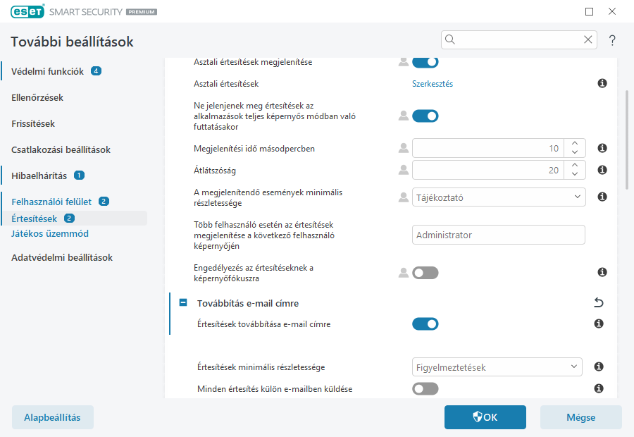 Értesítések továbbítása Értesítések továbbítása