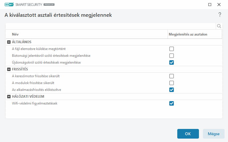 Asztali értesítések Asztali értesítések