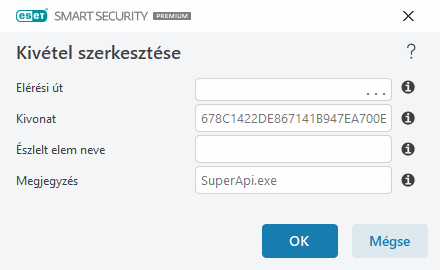 Kivétel szerkesztése