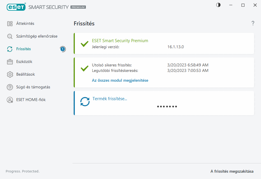 A frissítési folyamat