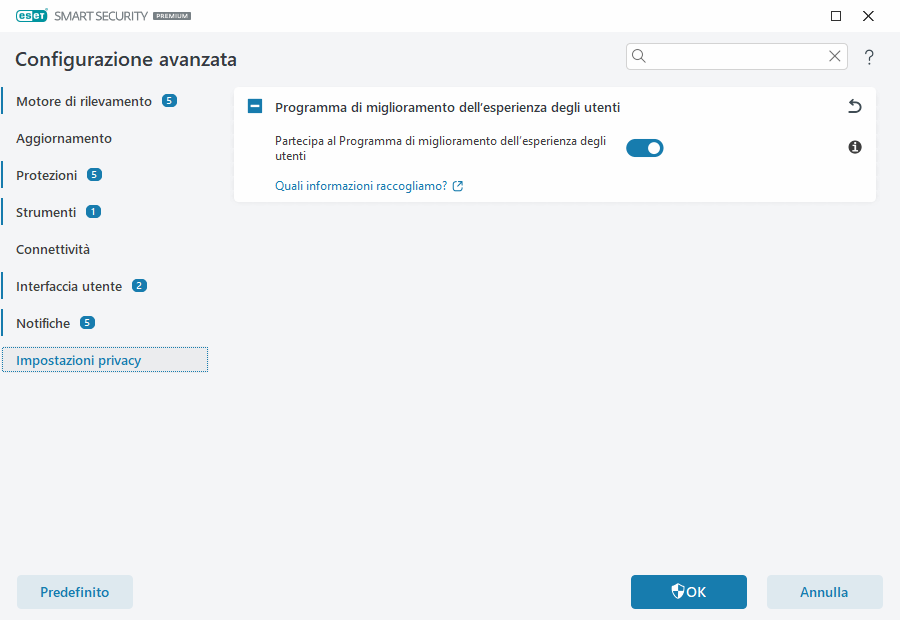 Impostazioni privacy Impostazioni privacy