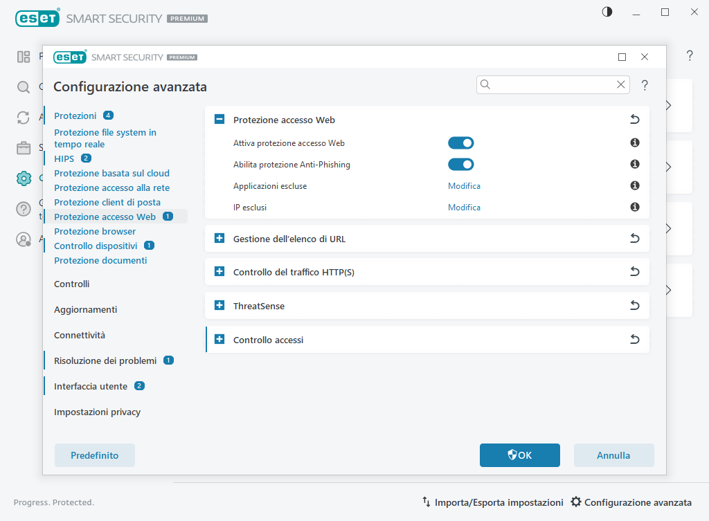 Protezione accesso Web