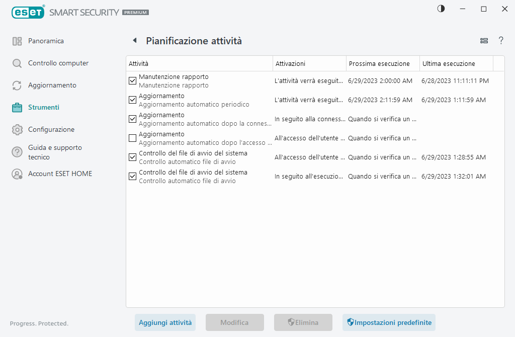 Pianificazione attività Pianificazione attività