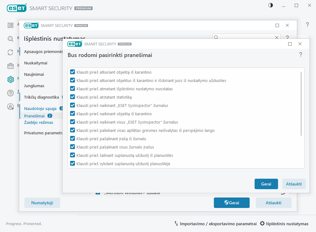 Patvirtinimo pranešimai Patvirtinimo pranešimai