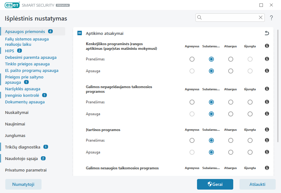 Išplėstinis nustatymas