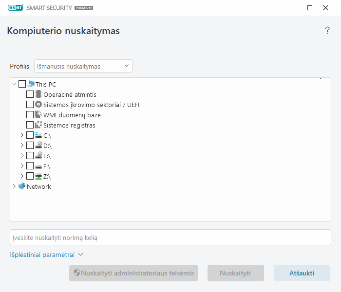 Pasirinktinis nuskaitymas