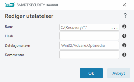 Rediger utelatelser Rediger utelatelser
