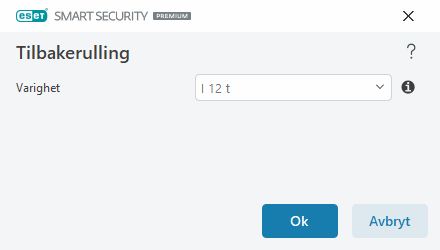 Tidsintervall for tilbakerulling Tidsintervall for tilbakerulling