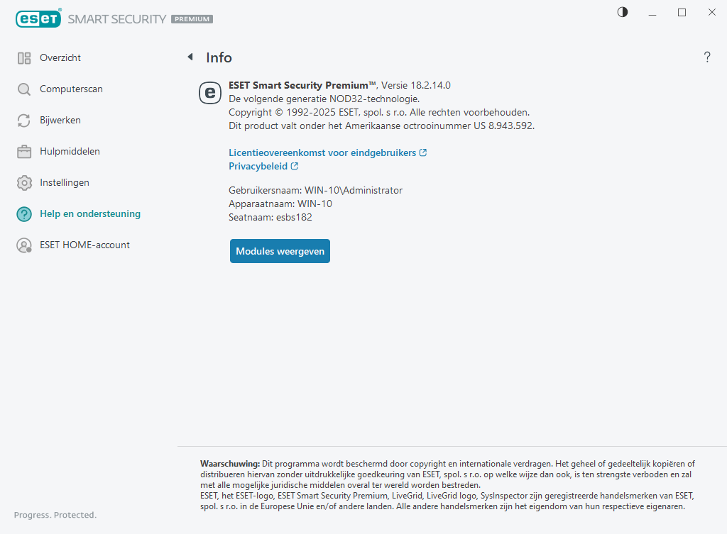 Details over de geïnstalleerde versie Details over de geïnstalleerde versie