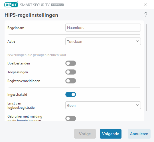 HIPS-regelinstellingen