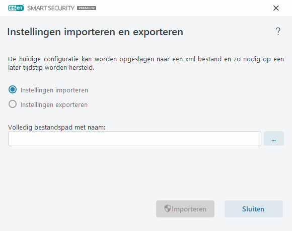 Instellingen importeren en exporteren