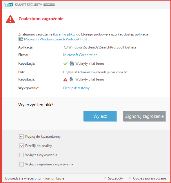 Znaleziono zagrożenie Znaleziono zagrożenie