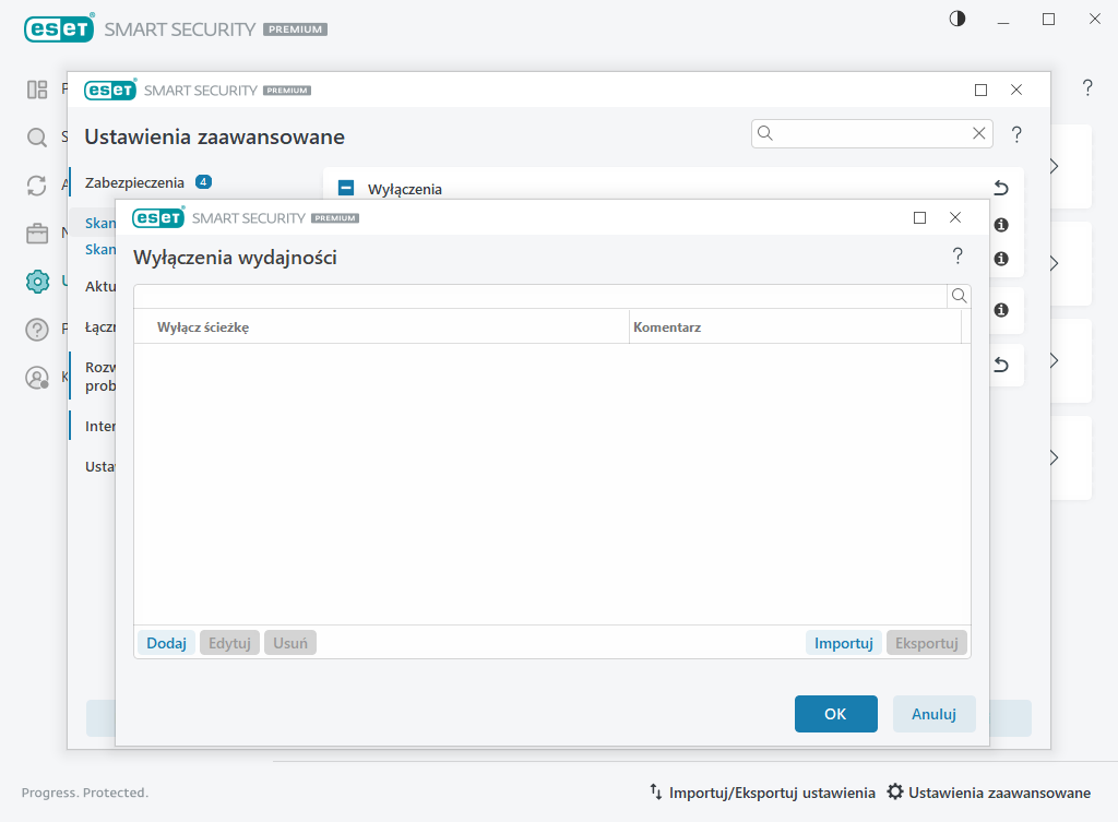 Pliki i foldery wyłączone ze skanowania Pliki i foldery wyłączone ze skanowania