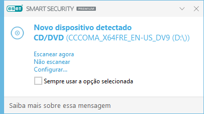 Novo dispositivo detectado Novo dispositivo detectado