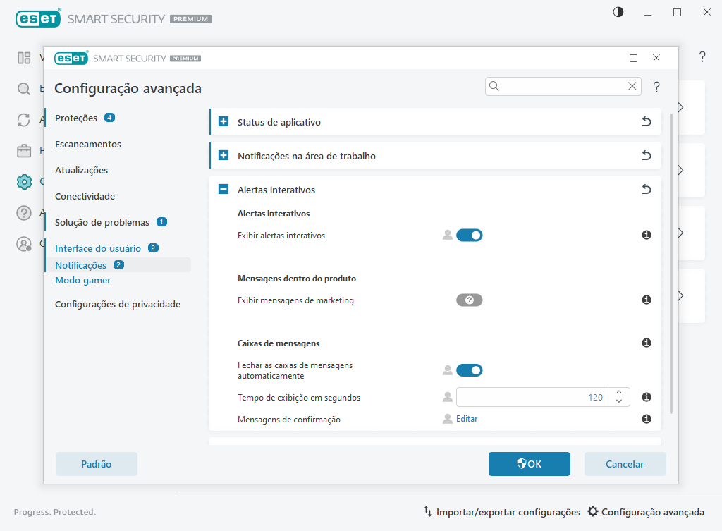 Notificações na área de trabalho Notificações na área de trabalho