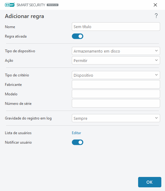 Adicionar regra Adicionar regra