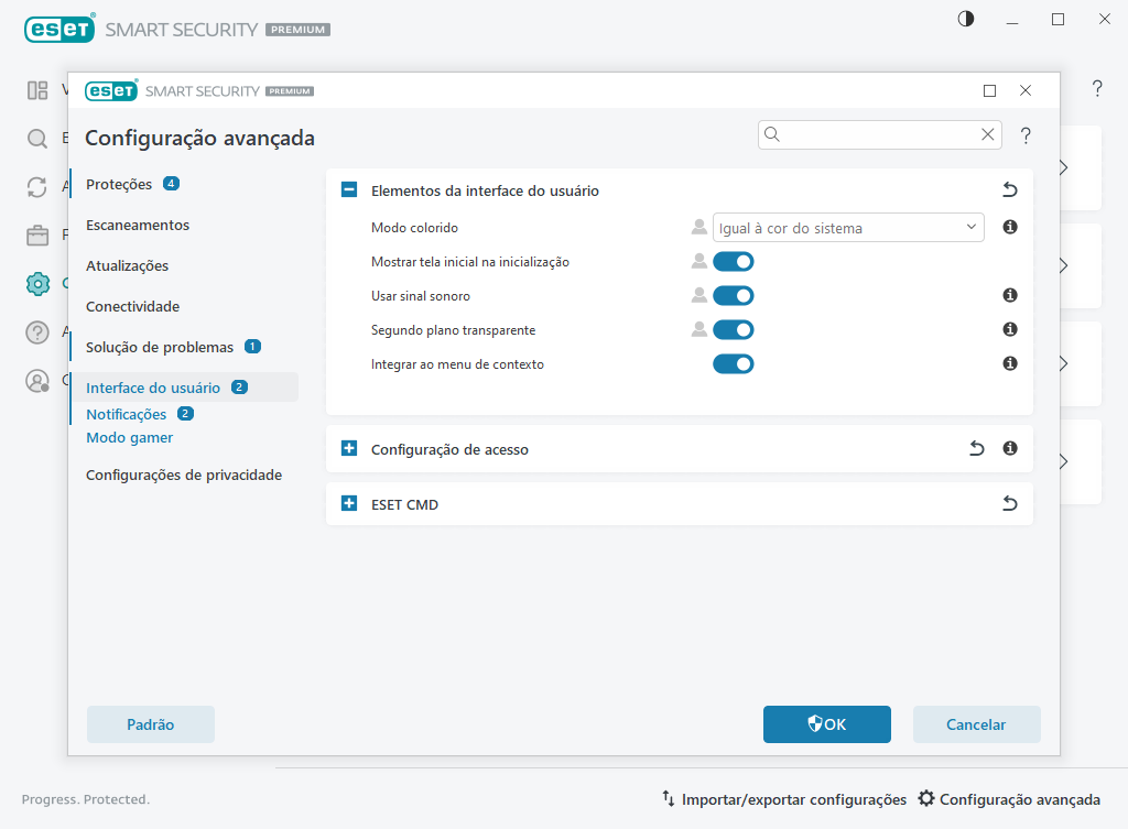 Elementos da interface do usuário Elementos da interface do usuário