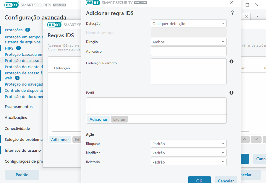 Adicionar regra IDS Adicionar regra IDS