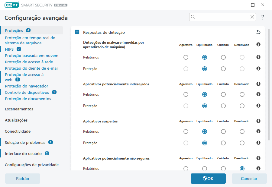 Respostas de detecção