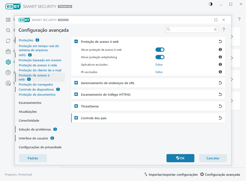 Proteção do acesso à Web