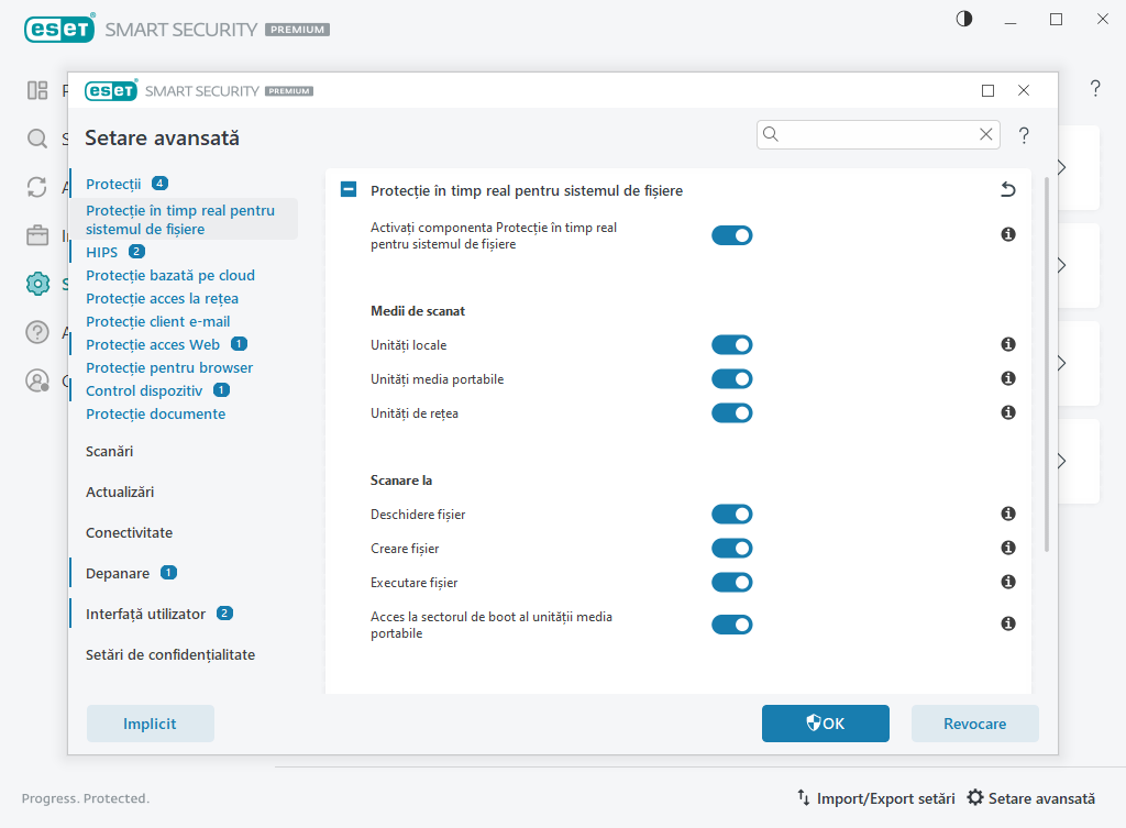 Protecție în timp real pentru sistemul de fișiere Protecție în timp real pentru sistemul de fișiere