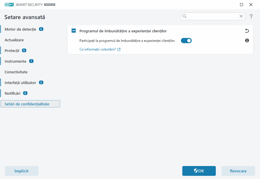 Setări de confidențialitate Setări de confidențialitate