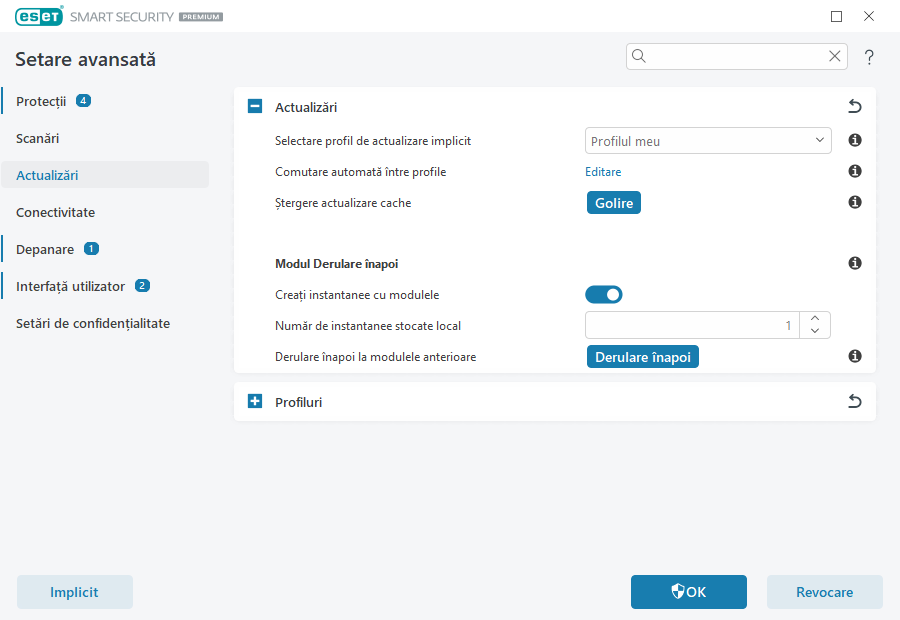 Revenire la versiunea anterioară a modulului Revenire la versiunea anterioară a modulului