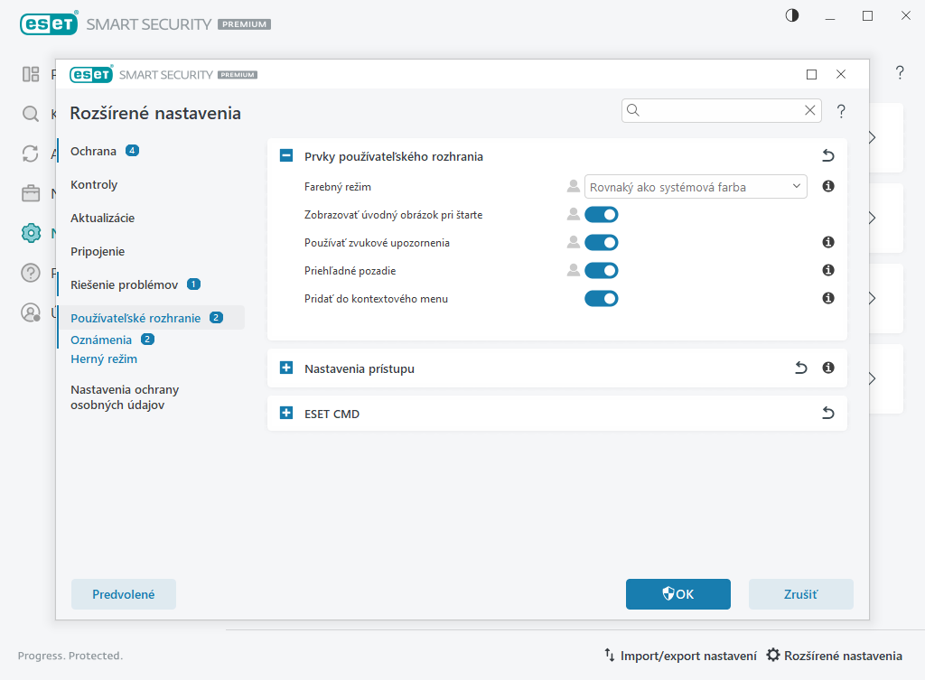 Prvky používateľského rozhrania Prvky používateľského rozhrania