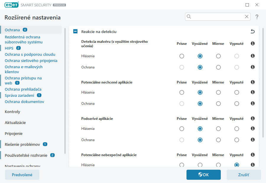 Reakcie na detekciu