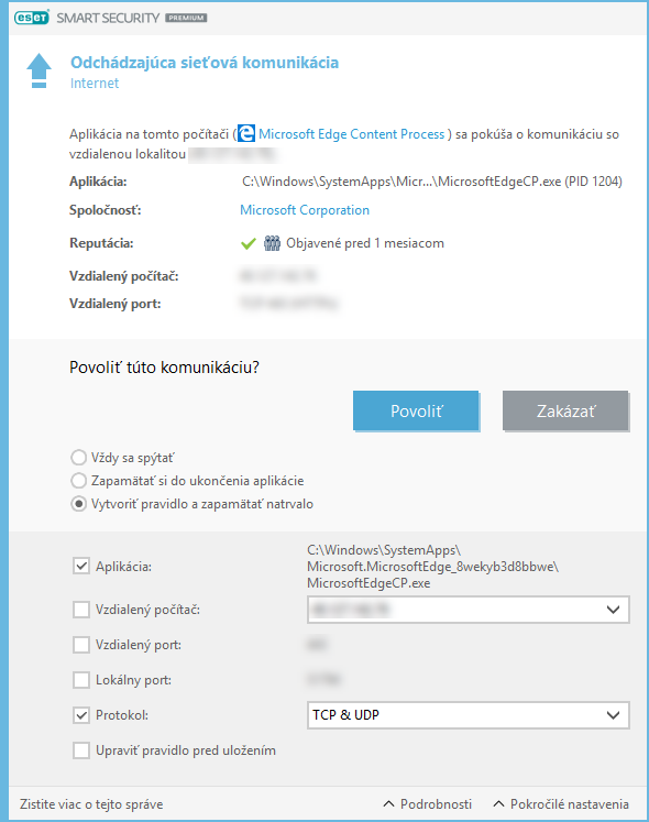 Odchádzajúca sieťová komunikácia