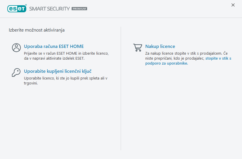Aktiviranje izdelka Aktiviranje izdelka