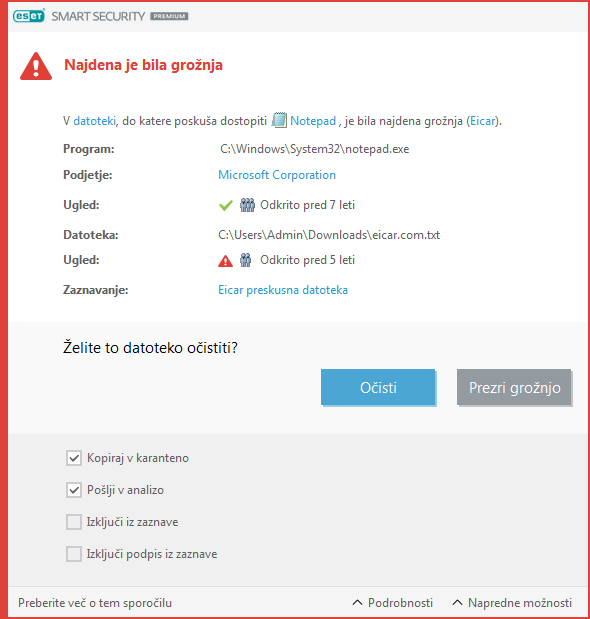 Najdena je bila grožnja Najdena je bila grožnja